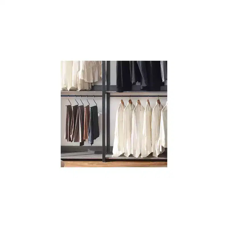 77.7 In.H x 143 in.W Black Wood Composite Closet System for Universal Storage with Storage Bins