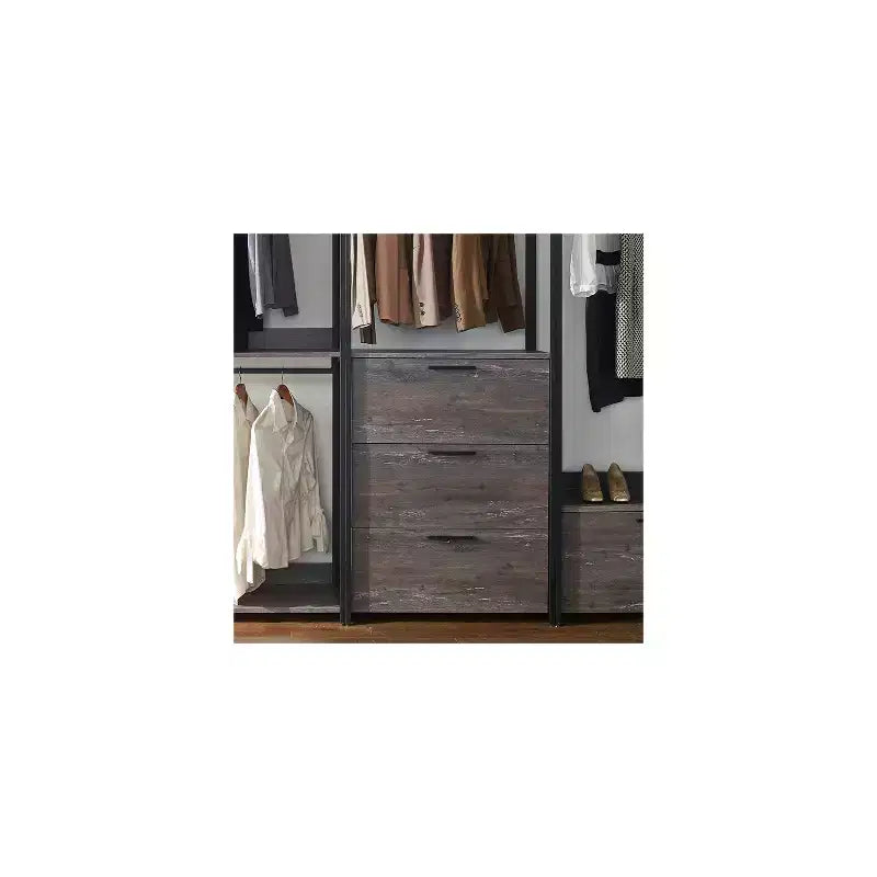 77.7 In.H x 143 in.W Black Wood Composite Closet System for Universal Storage with Storage Bins
