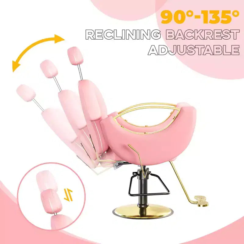 360 Swivel Barber Chair Hair Chair Stylist Chair with Heavy Duty Hydraulic Pump, Adjustable Headrest & Reclining Backrest, Reclining Salon Chair