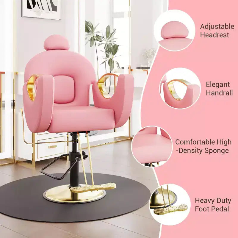 360 Swivel Barber Chair Hair Chair Stylist Chair with Heavy Duty Hydraulic Pump, Adjustable Headrest & Reclining Backrest, Reclining Salon Chair