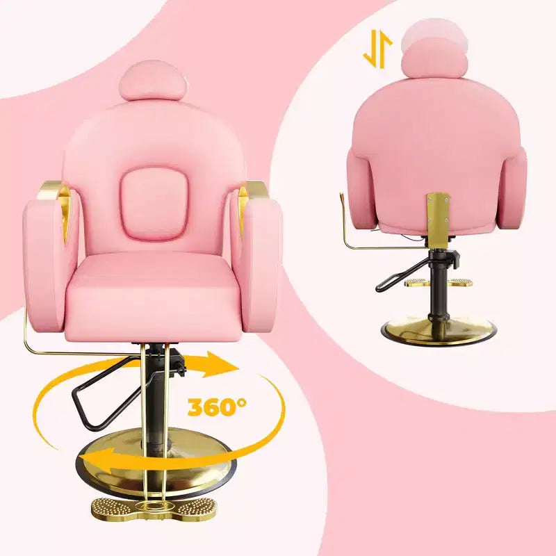 360 Swivel Barber Chair Hair Chair Stylist Chair with Heavy Duty Hydraulic Pump, Adjustable Headrest & Reclining Backrest, Reclining Salon Chair