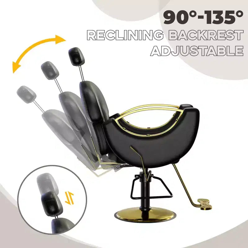 360 Swivel Barber Chair Hair Chair Stylist Chair with Heavy Duty Hydraulic Pump, Adjustable Headrest & Reclining Backrest, Reclining Salon Chair