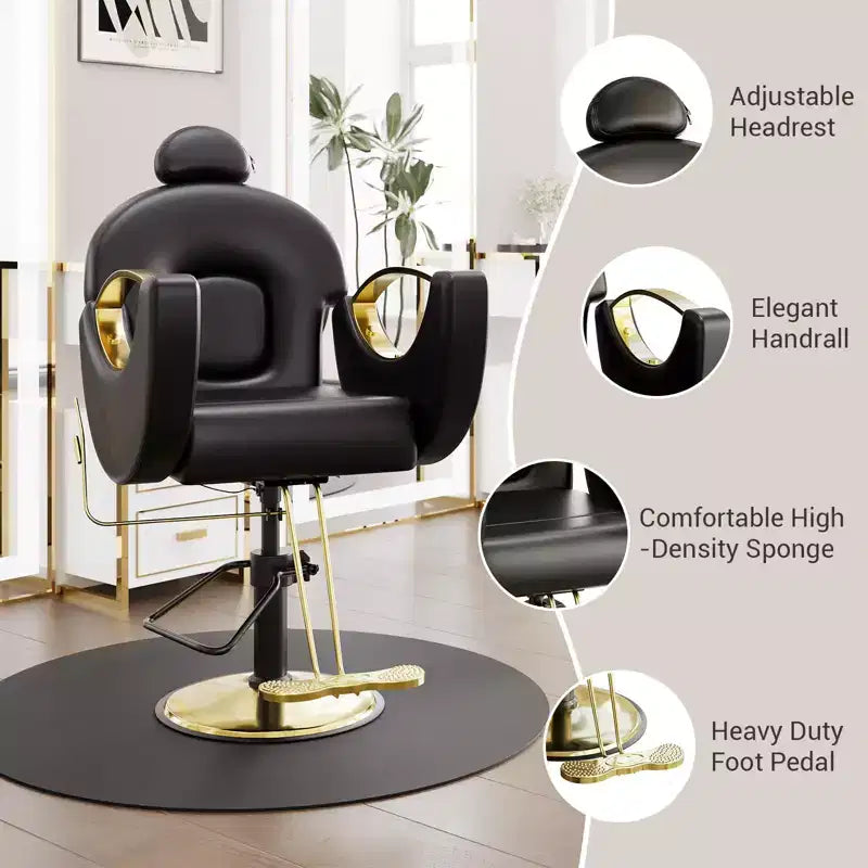 360 Swivel Barber Chair Hair Chair Stylist Chair with Heavy Duty Hydraulic Pump, Adjustable Headrest & Reclining Backrest, Reclining Salon Chair