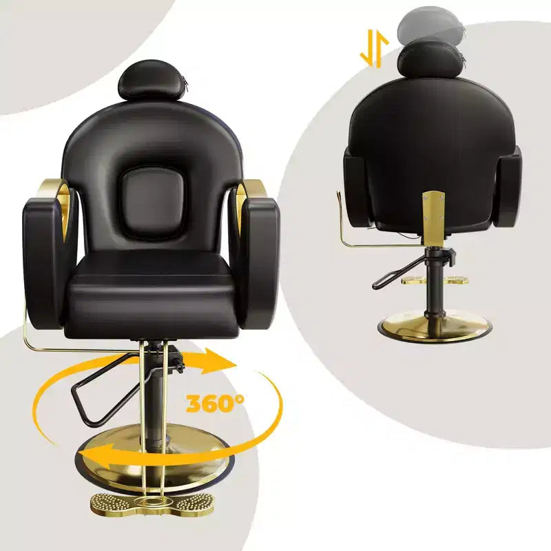 360 Swivel Barber Chair Hair Chair Stylist Chair with Heavy Duty Hydraulic Pump, Adjustable Headrest & Reclining Backrest, Reclining Salon Chair