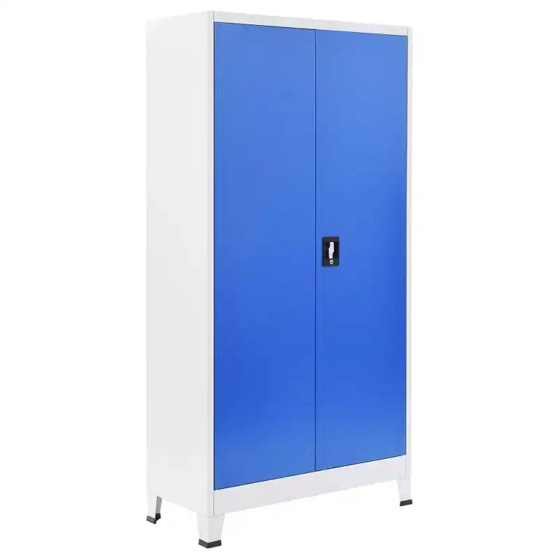 Filing Cabinet Office Storage Cabinet for Bedroom Metal Gray and Blue - 35.4 x 15.7 x 70.9