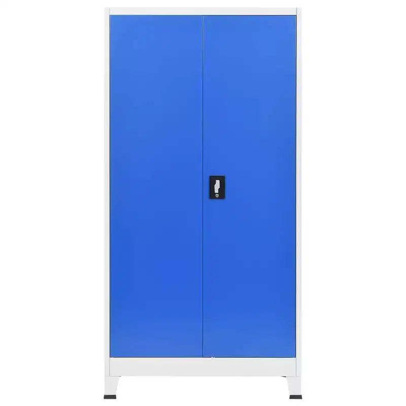 Filing Cabinet Office Storage Cabinet for Bedroom Metal Gray and Blue - 35.4 x 15.7 x 70.9