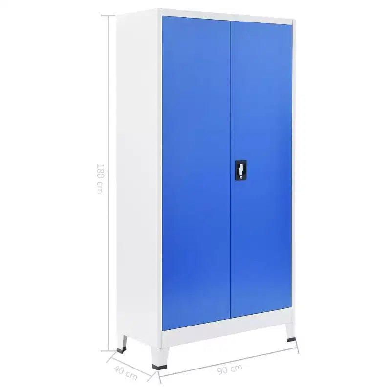 Filing Cabinet Office Storage Cabinet for Bedroom Metal Gray and Blue - 35.4 x 15.7 x 70.9