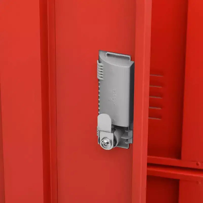 Locker Cabinet - Modern Design Steel Storage Organizer with 9 Lockers - Suitable for Schools, Offices and Homes - Gray and Red