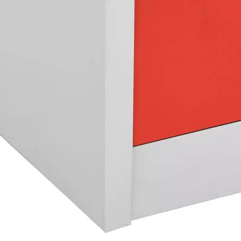Locker Cabinet - Modern Design Steel Storage Organizer with 9 Lockers - Suitable for Schools, Offices and Homes - Gray and Red