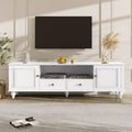 JVNOXK 70.9-inch Modern TV Stand, suitable for TVs under 80 inches. This entertainment center features open shelving and two drawers, forliving room