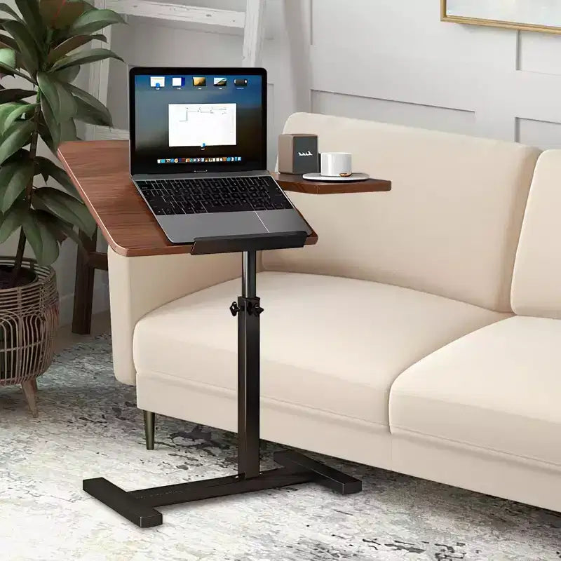 Overbed Table with Wheels Split Top Tilting Laptop Desk Cart with Tray for Hospital & Home Use, Height Adjustable Design