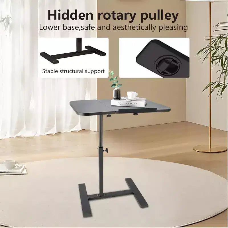 Overbed Table with Wheels Split Top Tilting Laptop Desk Cart with Tray for Hospital & Home Use, Height Adjustable Design