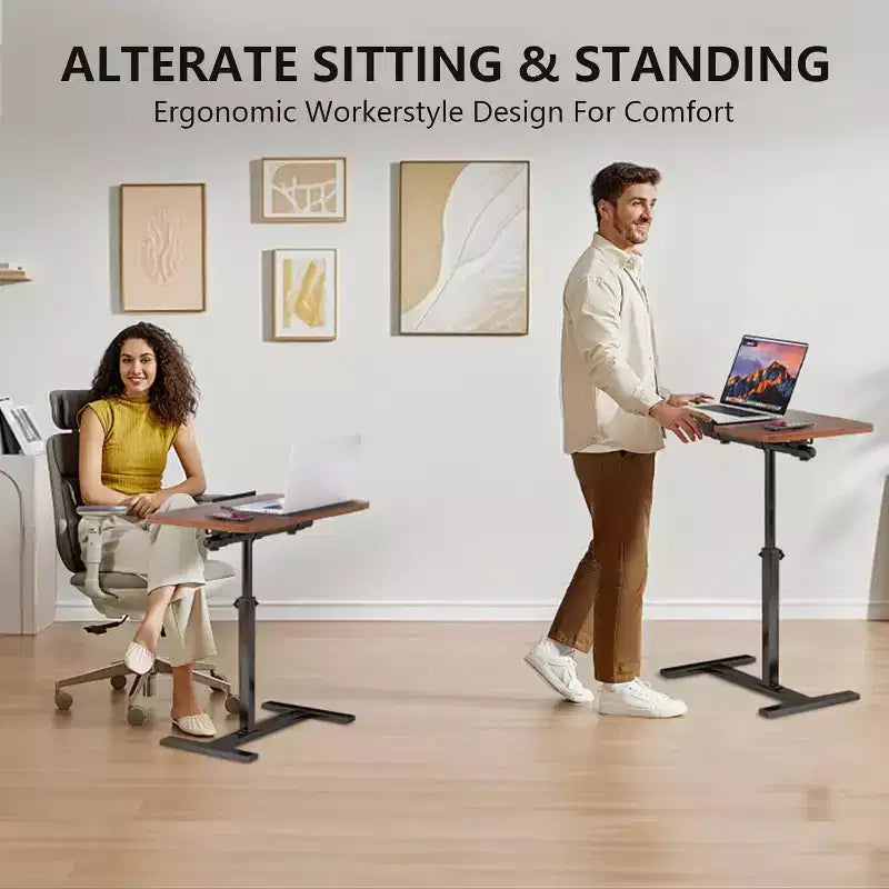 Overbed Table with Wheels Split Top Tilting Laptop Desk Cart with Tray for Hospital & Home Use, Height Adjustable Design
