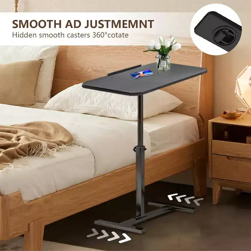 Overbed Table with Wheels Split Top Tilting Laptop Desk Cart with Tray for Hospital & Home Use, Height Adjustable Design