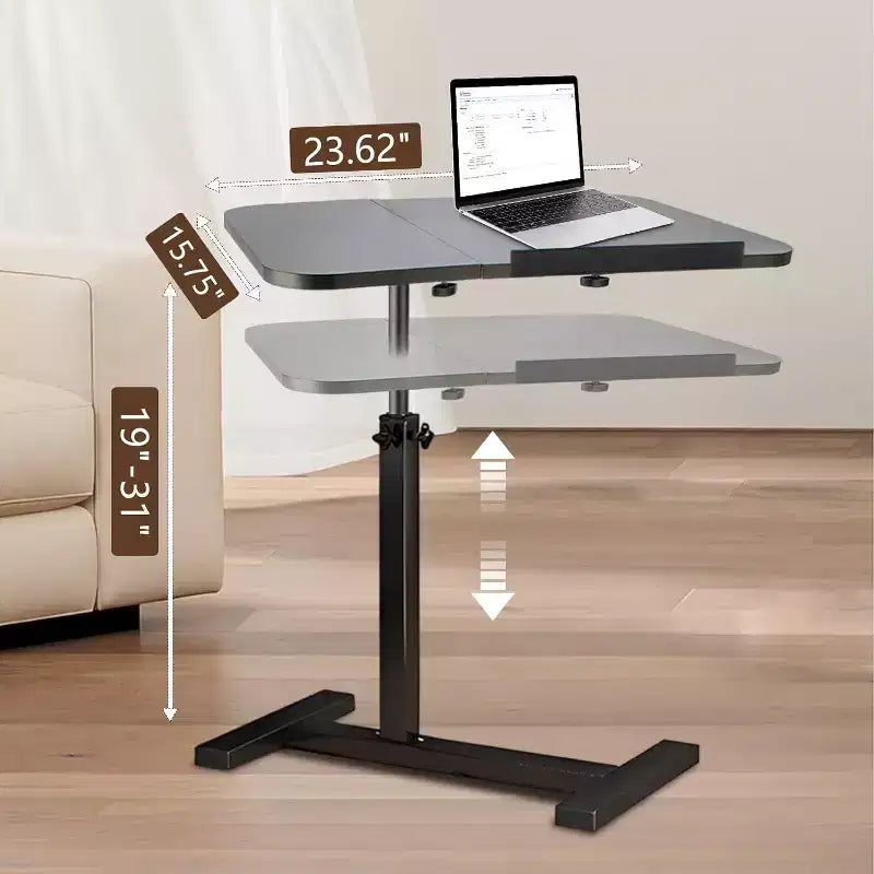 Overbed Table with Wheels Split Top Tilting Laptop Desk Cart with Tray for Hospital & Home Use, Height Adjustable Design