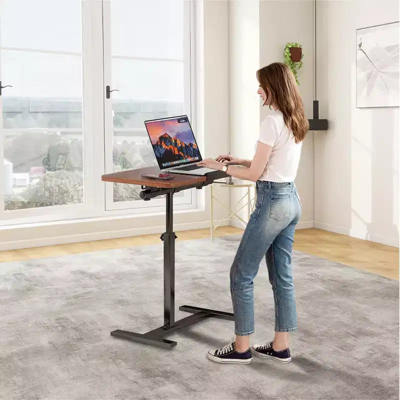 Overbed Table with Wheels Split Top Tilting Laptop Desk Cart with Tray for Hospital & Home Use, Height Adjustable Design