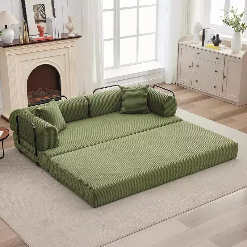 2 in 1 Convertible Sofa Bed, comfortable Folding Corduroy Sofa Bed with Deep Seat and Wide Armrests, Boneless Sofa, for Living Room, Apartments