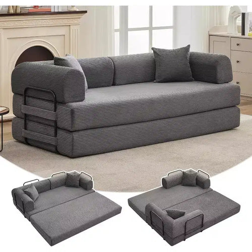 2 in 1 Convertible Sofa Bed, comfortable Folding Corduroy Sofa Bed with Deep Seat and Wide Armrests, Boneless Sofa, for Living Room, Apartments