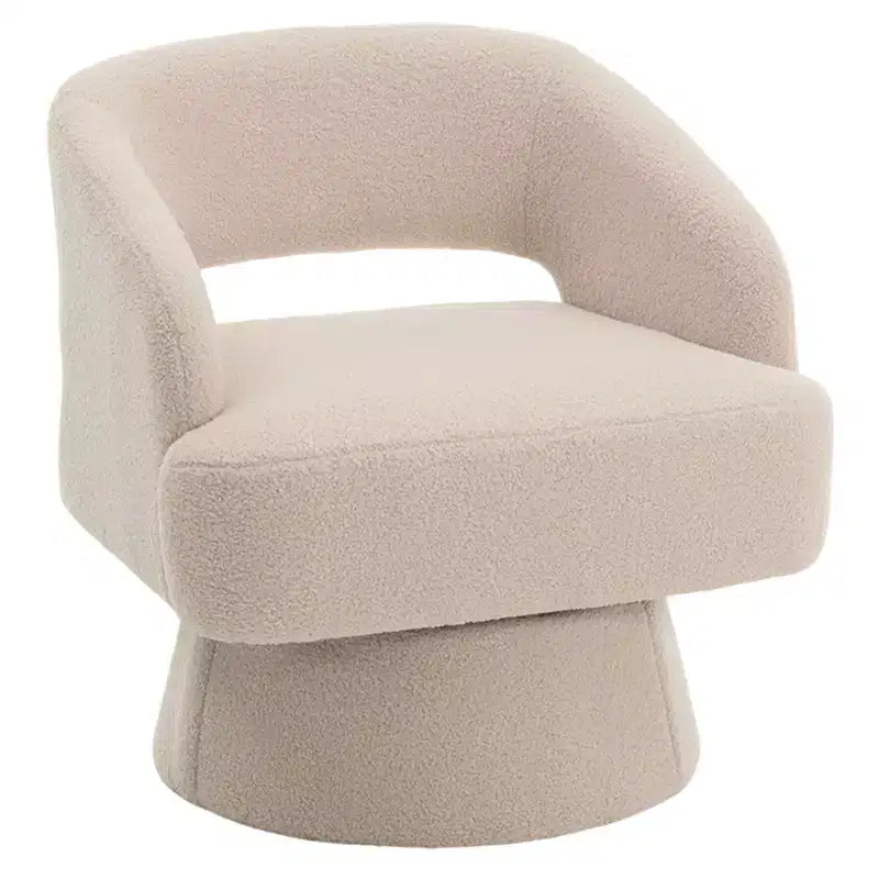 Swivel Barrel Chair - Upholstered Modern Armchair with Striped Backrest & Plush Padding, Round Lounge Chair for Living Room, Bedroom(1 Pcs)