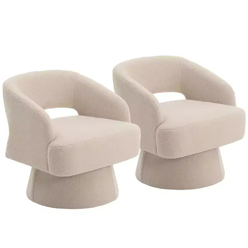 Swivel Barrel Chair - Upholstered Modern Armchair with Striped Backrest & Plush Padding, Round Lounge Chair for Living Room, Bedroom(1 Pcs)