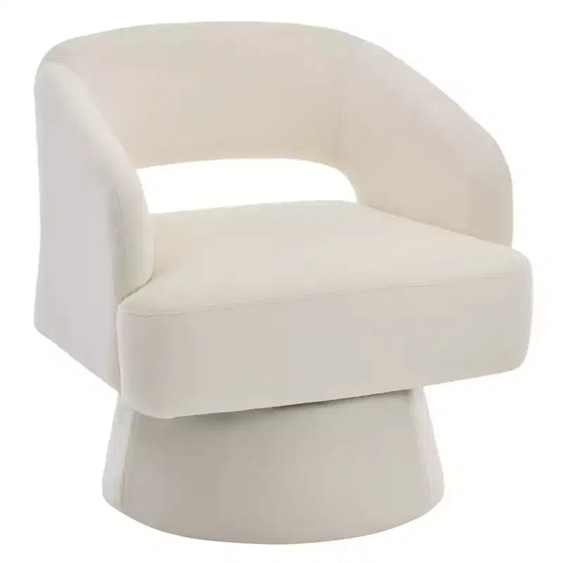 Swivel Barrel Chair - Upholstered Modern Armchair with Striped Backrest & Plush Padding, Round Lounge Chair for Living Room, Bedroom(1 Pcs)