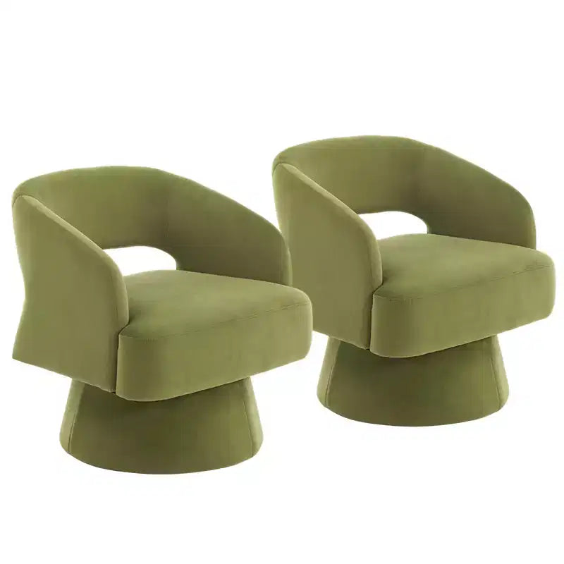 Swivel Barrel Chair - Upholstered Modern Armchair with Striped Backrest & Plush Padding, Round Lounge Chair for Living Room, Bedroom(1 Pcs)