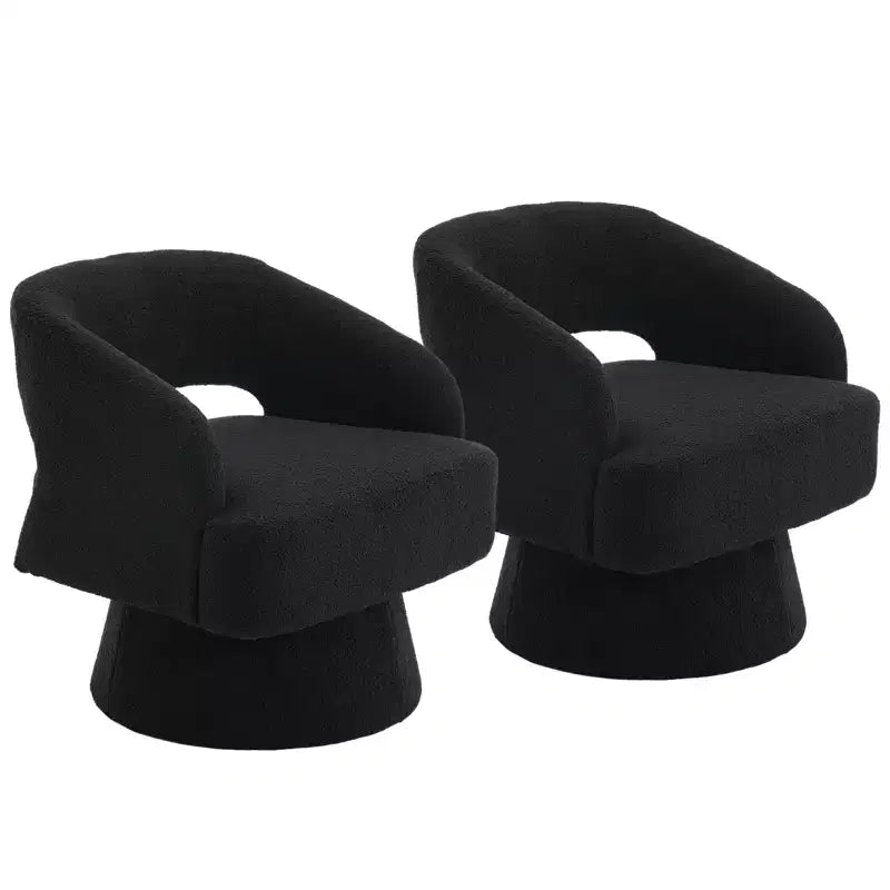 Swivel Barrel Chair - Upholstered Modern Armchair with Striped Backrest & Plush Padding, Round Lounge Chair for Living Room, Bedroom(1 Pcs)