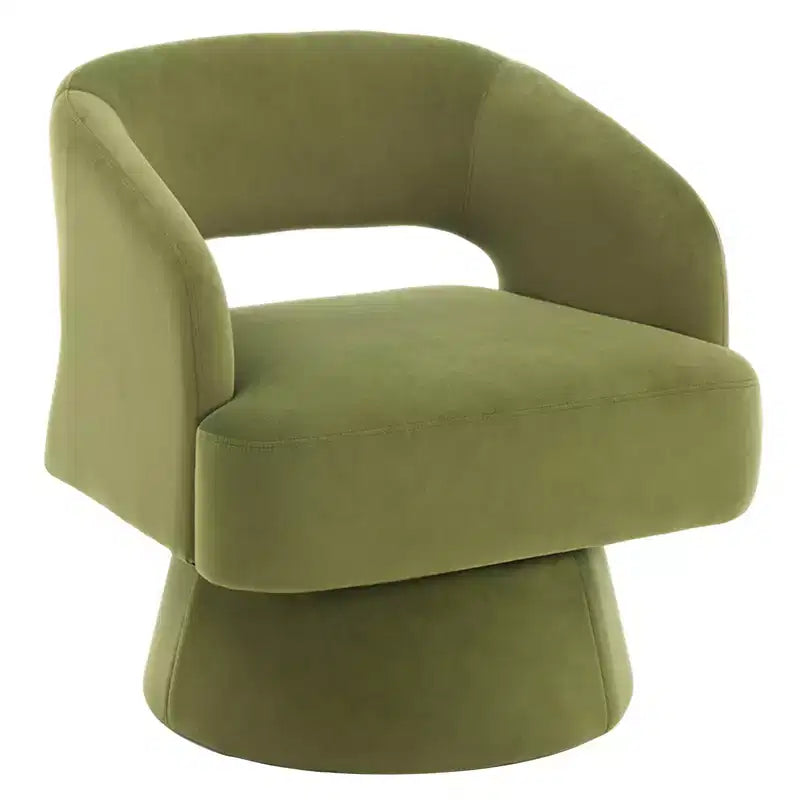 Swivel Barrel Chair - Upholstered Modern Armchair with Striped Backrest & Plush Padding, Round Lounge Chair for Living Room, Bedroom(1 Pcs)