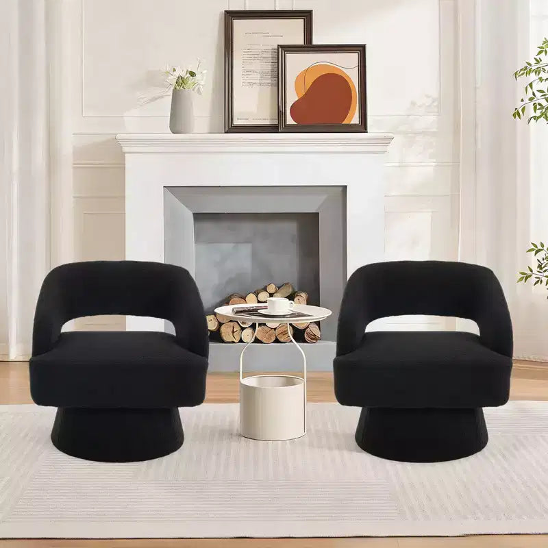 Swivel Barrel Chair - Upholstered Modern Armchair with Striped Backrest & Plush Padding, Round Lounge Chair for Living Room, Bedroom(1 Pcs)