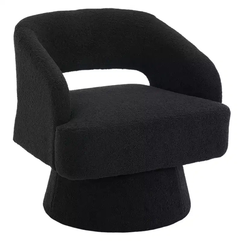 Swivel Barrel Chair - Upholstered Modern Armchair with Striped Backrest & Plush Padding, Round Lounge Chair for Living Room, Bedroom(1 Pcs)