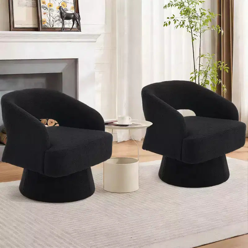 Swivel Barrel Chair - Upholstered Modern Armchair with Striped Backrest & Plush Padding, Round Lounge Chair for Living Room, Bedroom(1 Pcs)