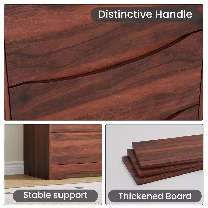 Modern Tall 6-Drawer Wooden Dresser with Wide Top - Deep Storage Chest for Bedroom, Living Room, Hallway & Kids' Room Organization