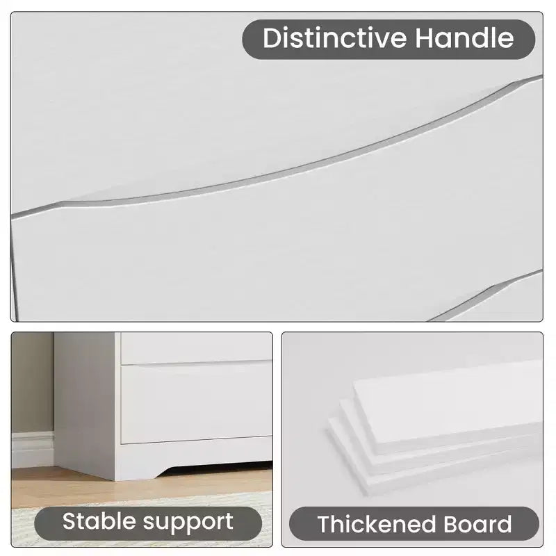 Modern Tall 6-Drawer Wooden Dresser with Wide Top - Deep Storage Chest for Bedroom, Living Room, Hallway & Kids' Room Organization