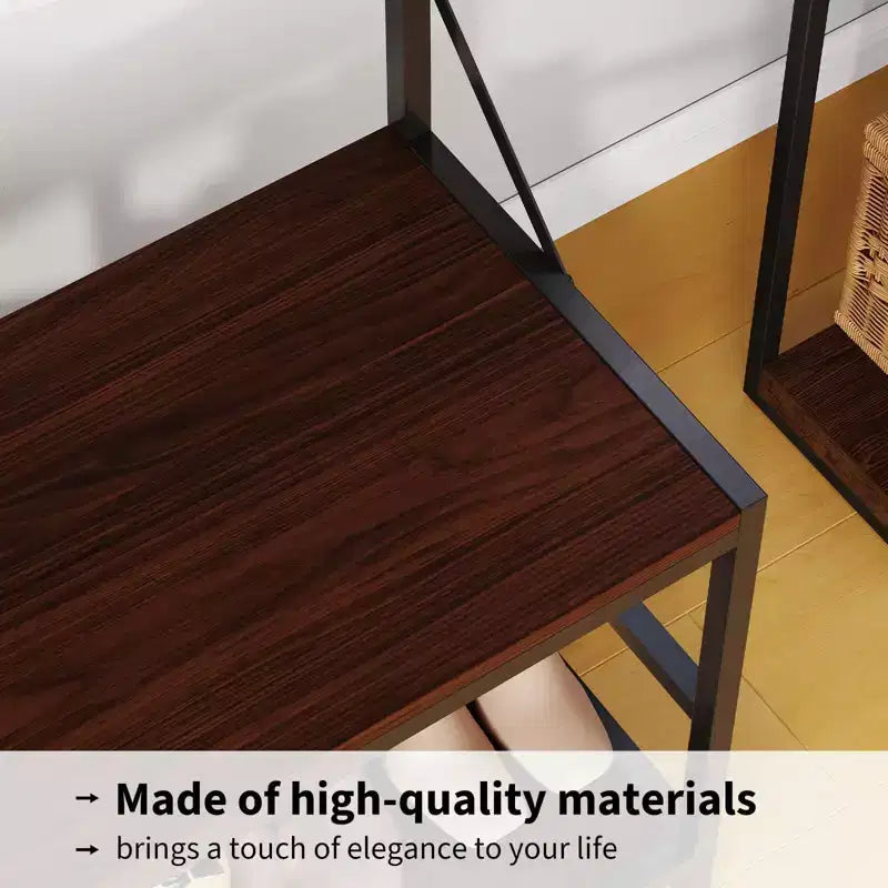 Hall Tree with Bench and Shoe Storage, 5 in 1 Entryway Shoe Bench with Coat rack, 39.37 Coat and Shoe Rack, Hanging Rod and 9 Hooks