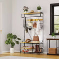 Hall Tree with Bench and Shoe Storage, 5 in 1 Entryway Shoe Bench with Coat rack, 39.37 Coat and Shoe Rack, Hanging Rod and 9 Hooks