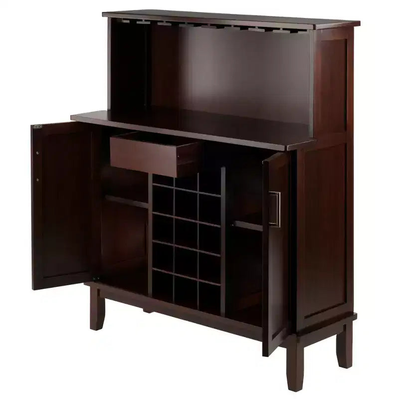 Wine Bar Cappuccino -: Storage Cabinet, Stemware Rack, Buffet Hutch