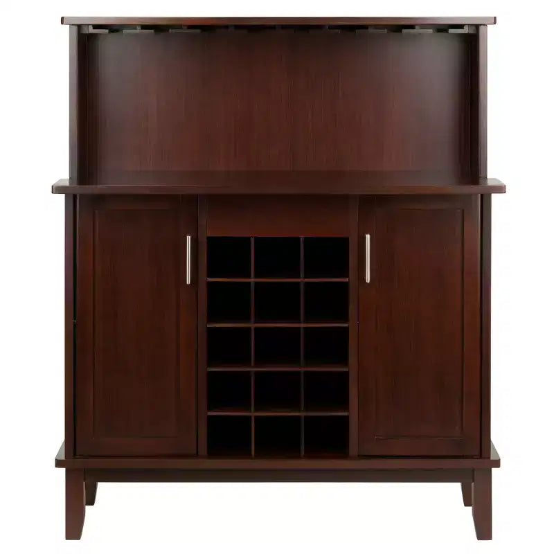 Wine Bar Cappuccino -: Storage Cabinet, Stemware Rack, Buffet Hutch