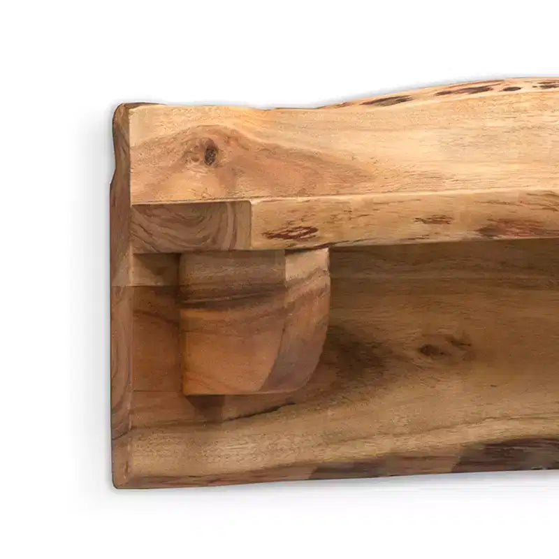 Alpine Live Edge Wood Mantel Shelf Natural Brown