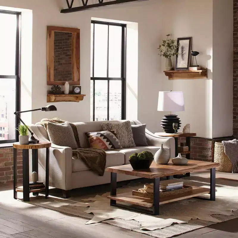 Alpine Live Edge Wood Mantel Shelf Natural Brown
